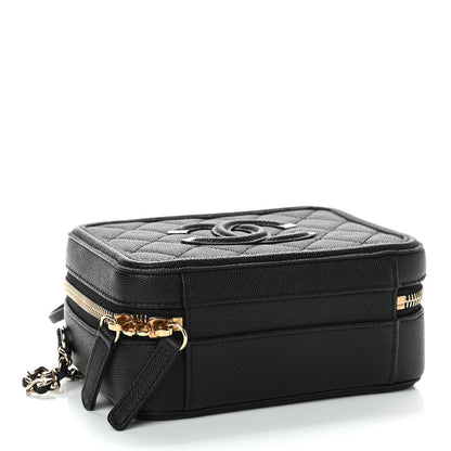 Chanel Caviar Quilted Small CC Filigree Vanity Case Black 4 of 9