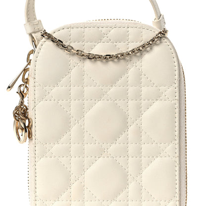 Christian Dior Lambskin Cannage Lady Dior Phone Holder Latte 8 of 14