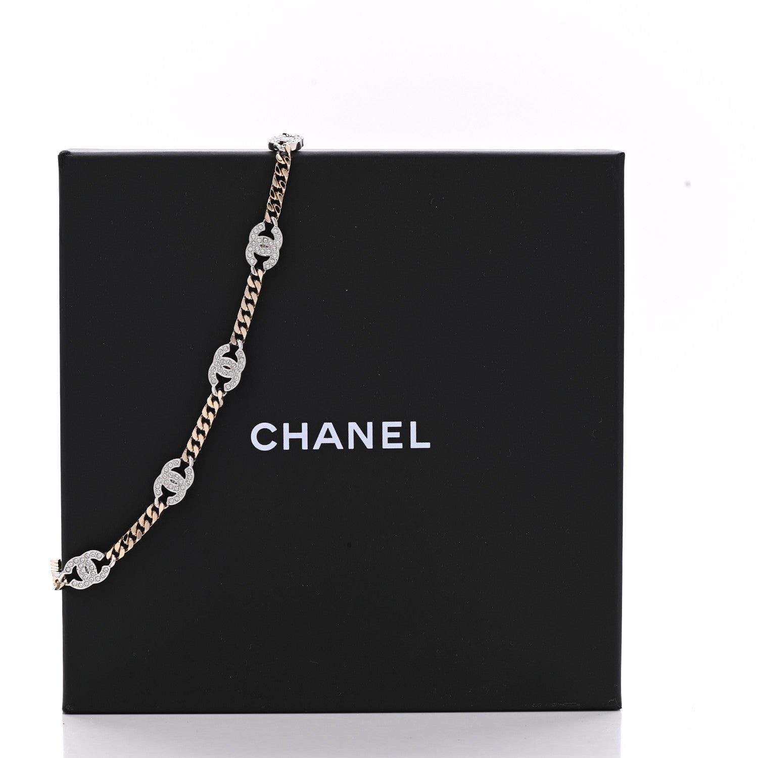 Chanel Crystal Chain CC Choker Gold Silver 7 of 7
