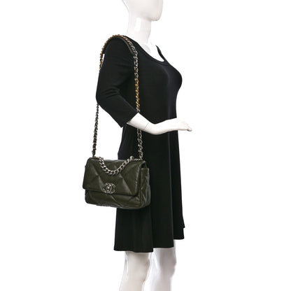 Chanel Lambskin Quilted Medium Chanel 19 Flap Khaki 2 of 10