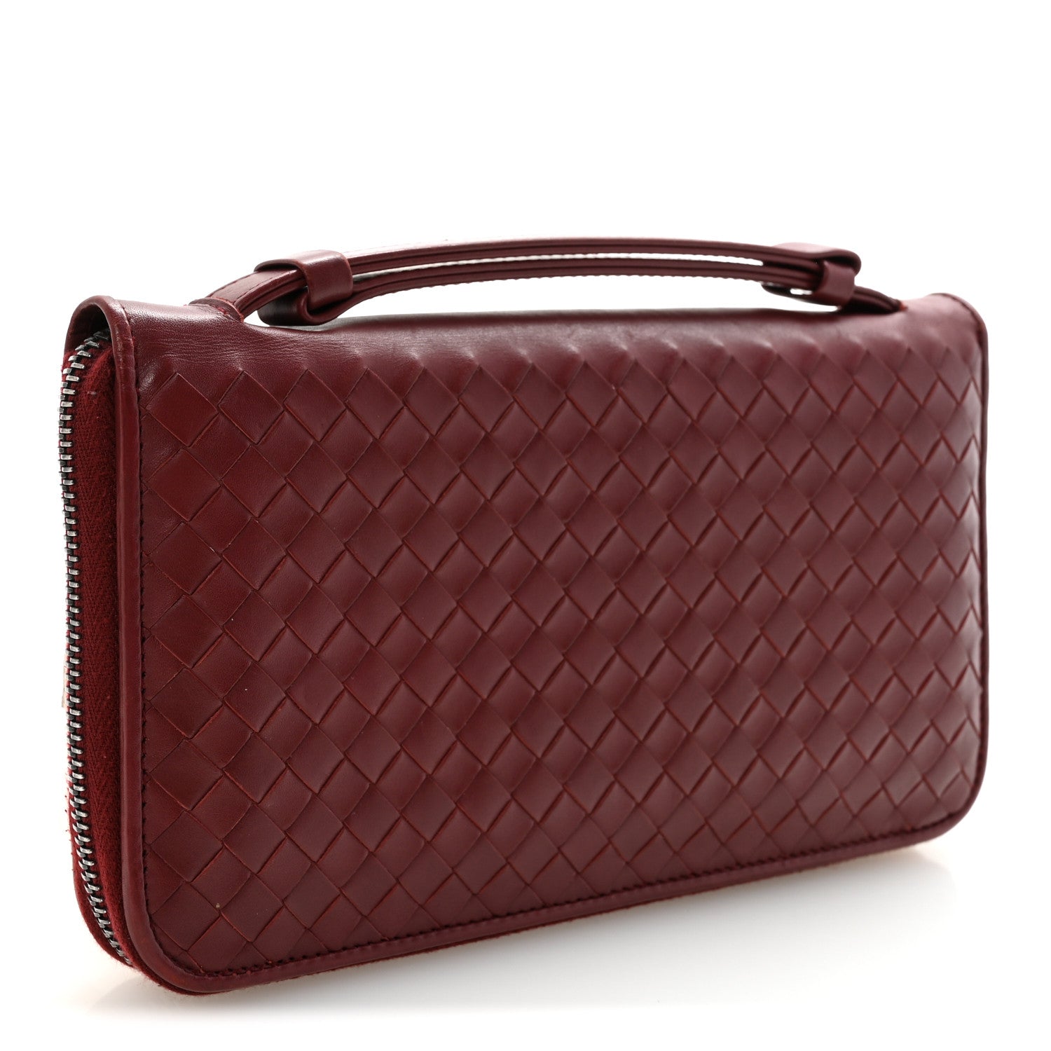 Bottega Veneta Nappa Intrecciato Travel Organizer Wallet Red