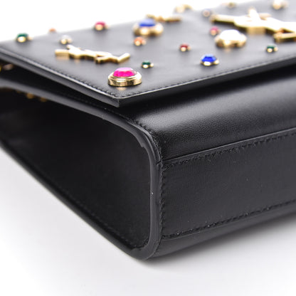 Saint Laurent Calfskin Crystal Medium Monogram Kate Satchel Black 10 of 11