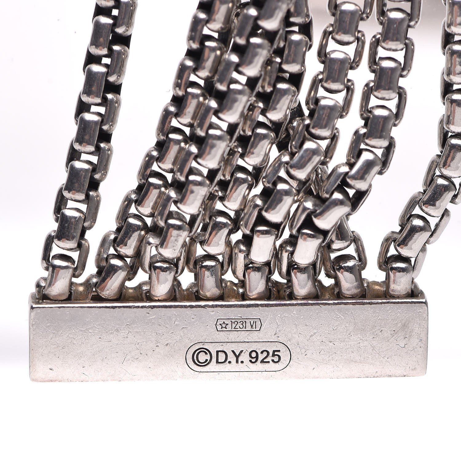 David Yurman Sterling Silver Eight-Row Box Chain Bracelet 4 of 4