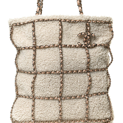 Chanel Shearling Small Shopping Chain Bag Beige 7 of 10
