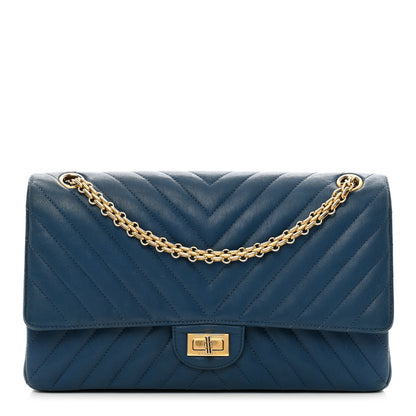 Chanel Sheepskin Chevron Quilted 2.55 Reissue 226 Flap Navy Blue 1 of 13