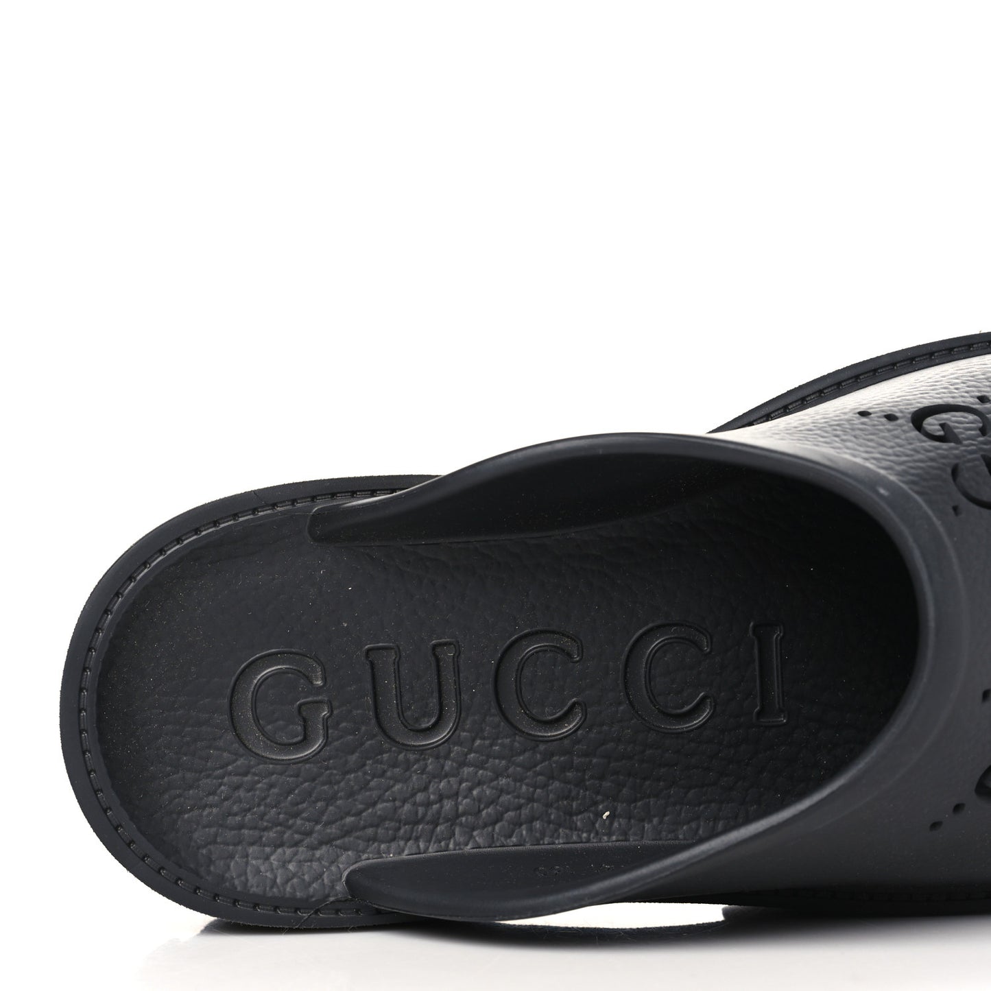 Rubber GG Monogram Perforated Elea Platform 55mm Lug Sole Sandals 41 Black