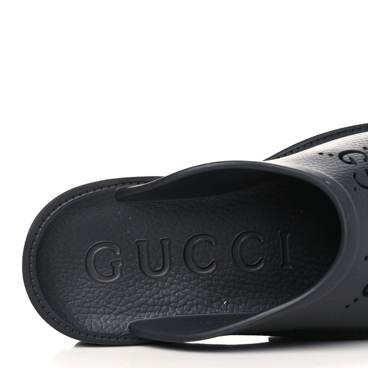 Gucci Rubber GG Monogram Perforated Elea Platform 55mm Lug Sole Sandals 41 Black 7 of 9