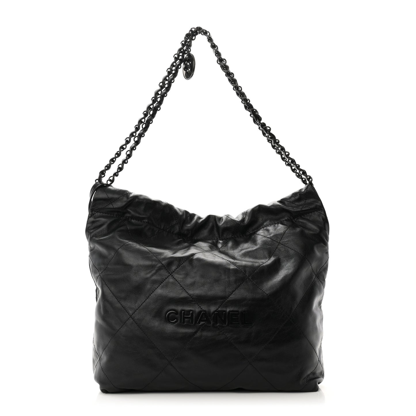 Shiny Calfskin Quilted Small Chanel 22 So Black