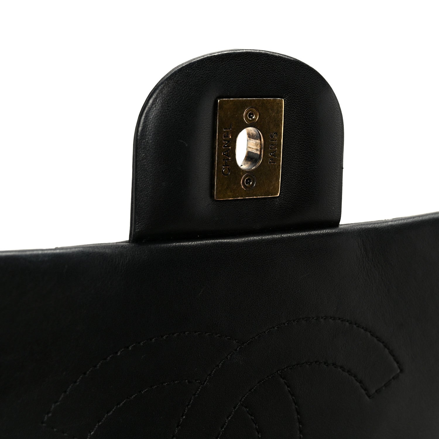 Chanel Glazed Calfskin Quilted Large Gold Bar Top Handle Flap