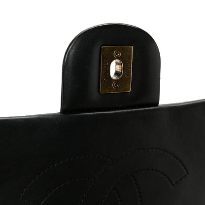Chanel Glazed Calfskin Quilted Large Gold Bar Top Handle Flap Black 7 of 11