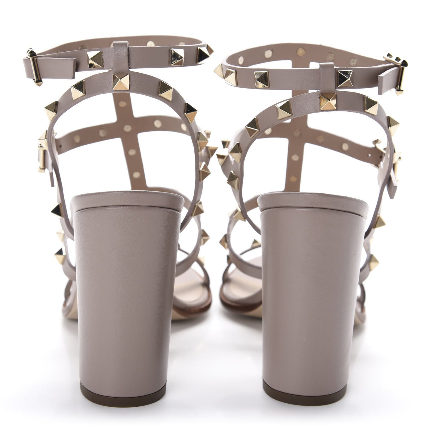 Calfskin Rockstud 90mm City Sandals 40.5 Poudre