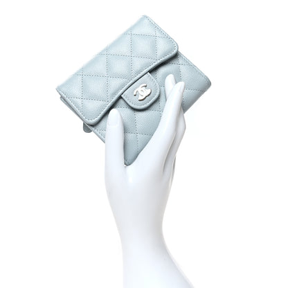 Chanel Caviar Quilted Compact Flap Wallet Light Blue 2 of 10