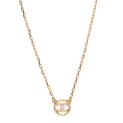 Chanel Crystal CC Chain Short Necklace Gold 1 of 7