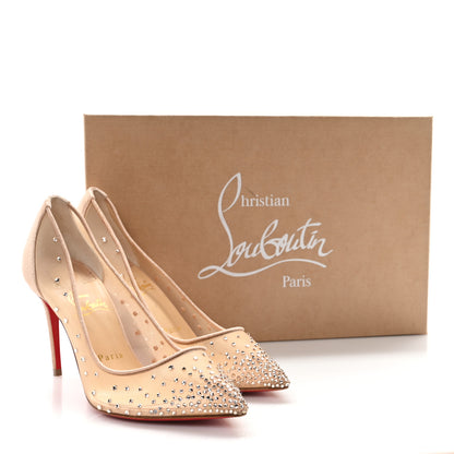 Christian Louboutin Suede Lame Crystal Strass Follies 85 Pumps 37.5 Light Silk 9 of 9