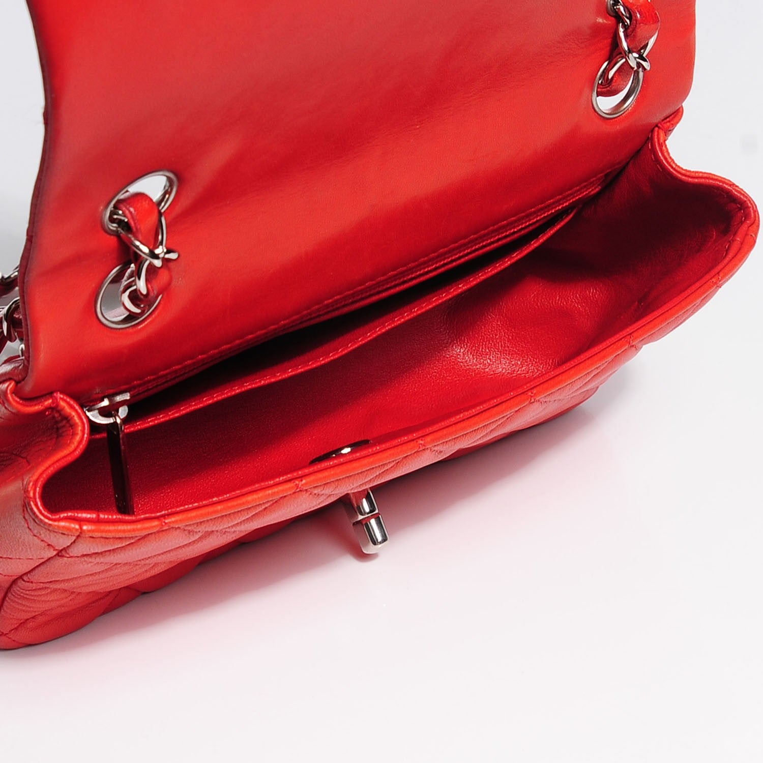 Chanel Lambskin Quilted Mini Rectangular Flap Red 8 of 8