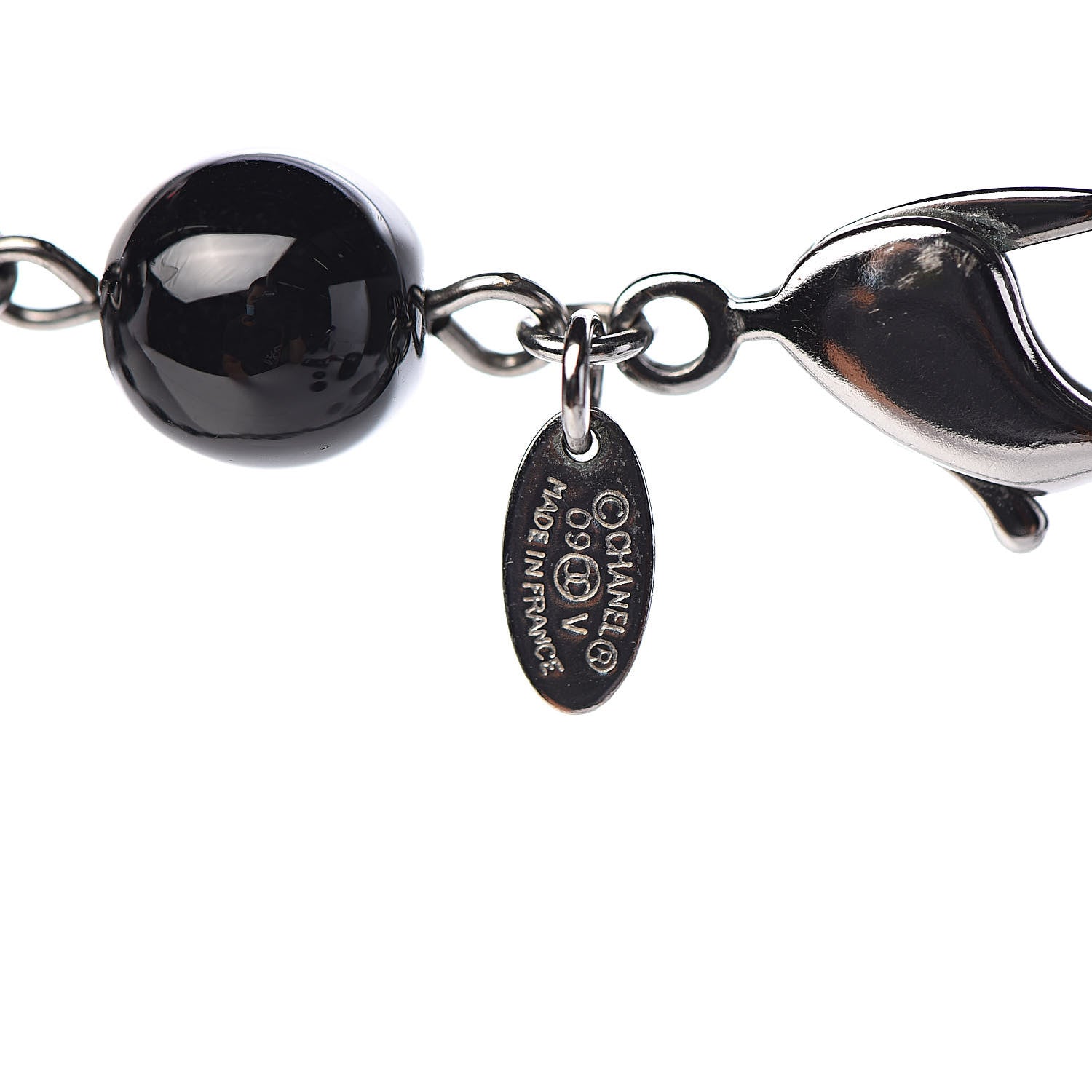 Chanel Pearl Beaded CC Long Necklace Black 4 of 6