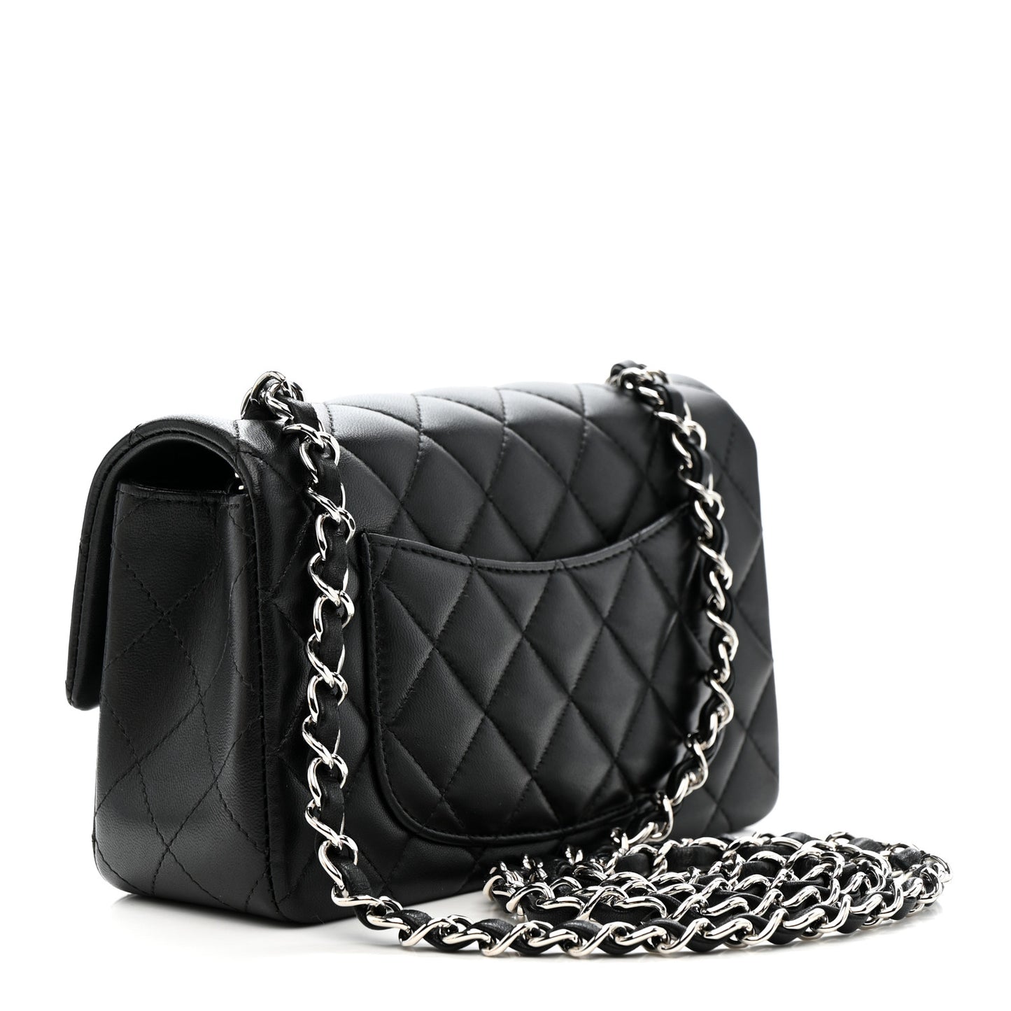 Lambskin Quilted Mini Rectangular Flap Black