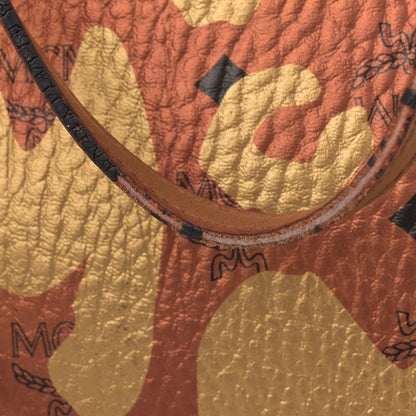 MCM Visetos Metallic Leopard Print Medium Anya Shopper Tote Cognac 16 of 20