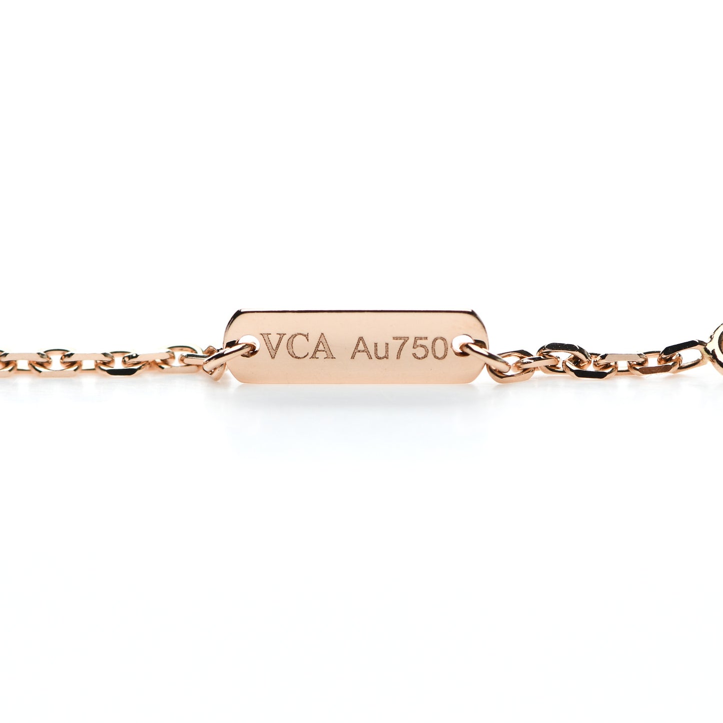 18K Rose Gold Diamond Rhodonite Vintage Alhambra Pendant Necklace