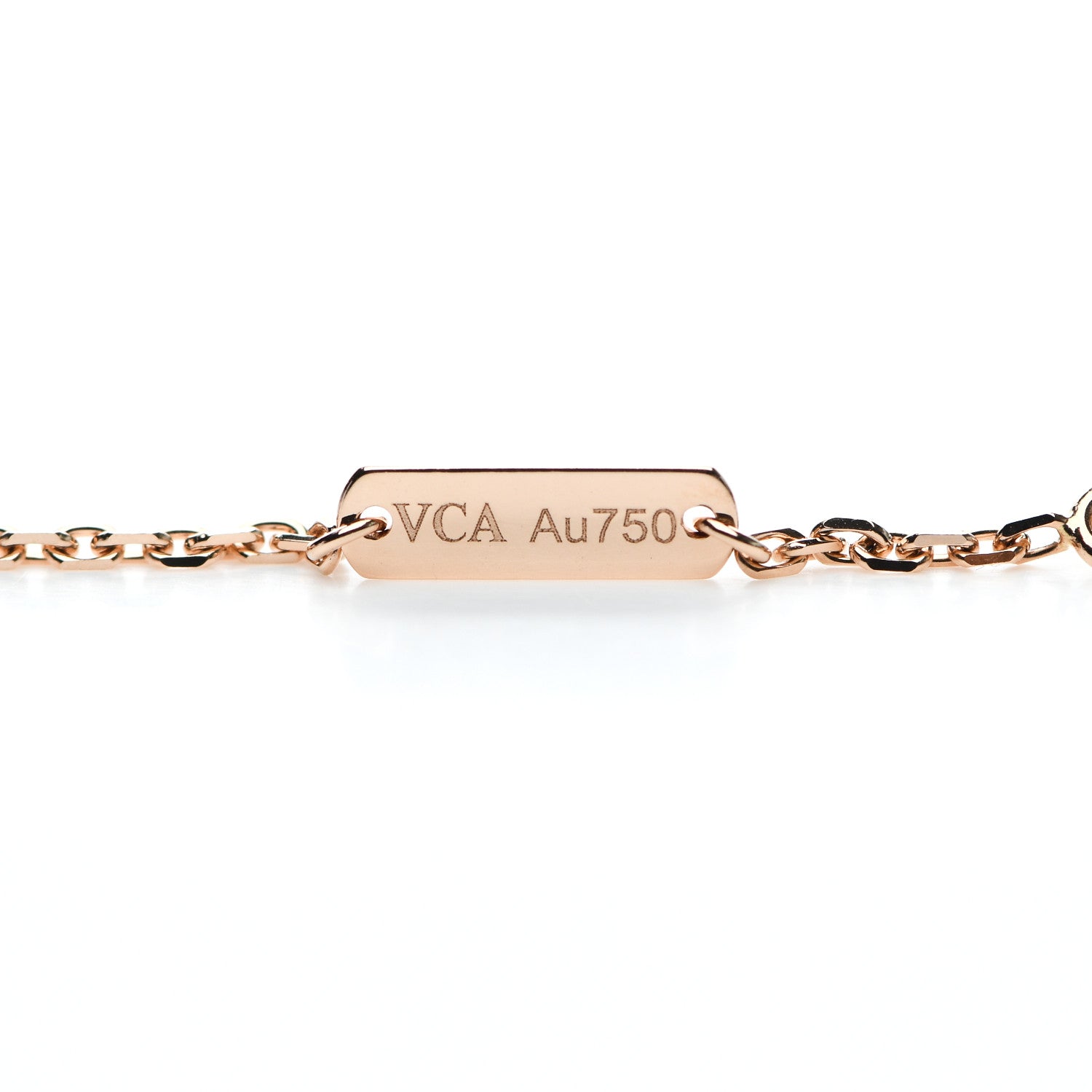 Van Cleef & Arpels 18K Rose Gold Diamond Rhodonite Vintage Alhambra Pendant Necklace 4 of 6