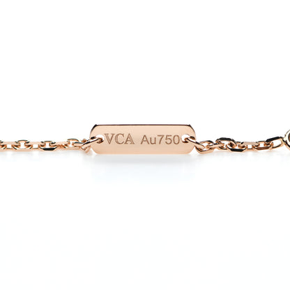 Van Cleef & Arpels 18K Rose Gold Diamond Rhodonite Vintage Alhambra Pendant Necklace 4 of 6