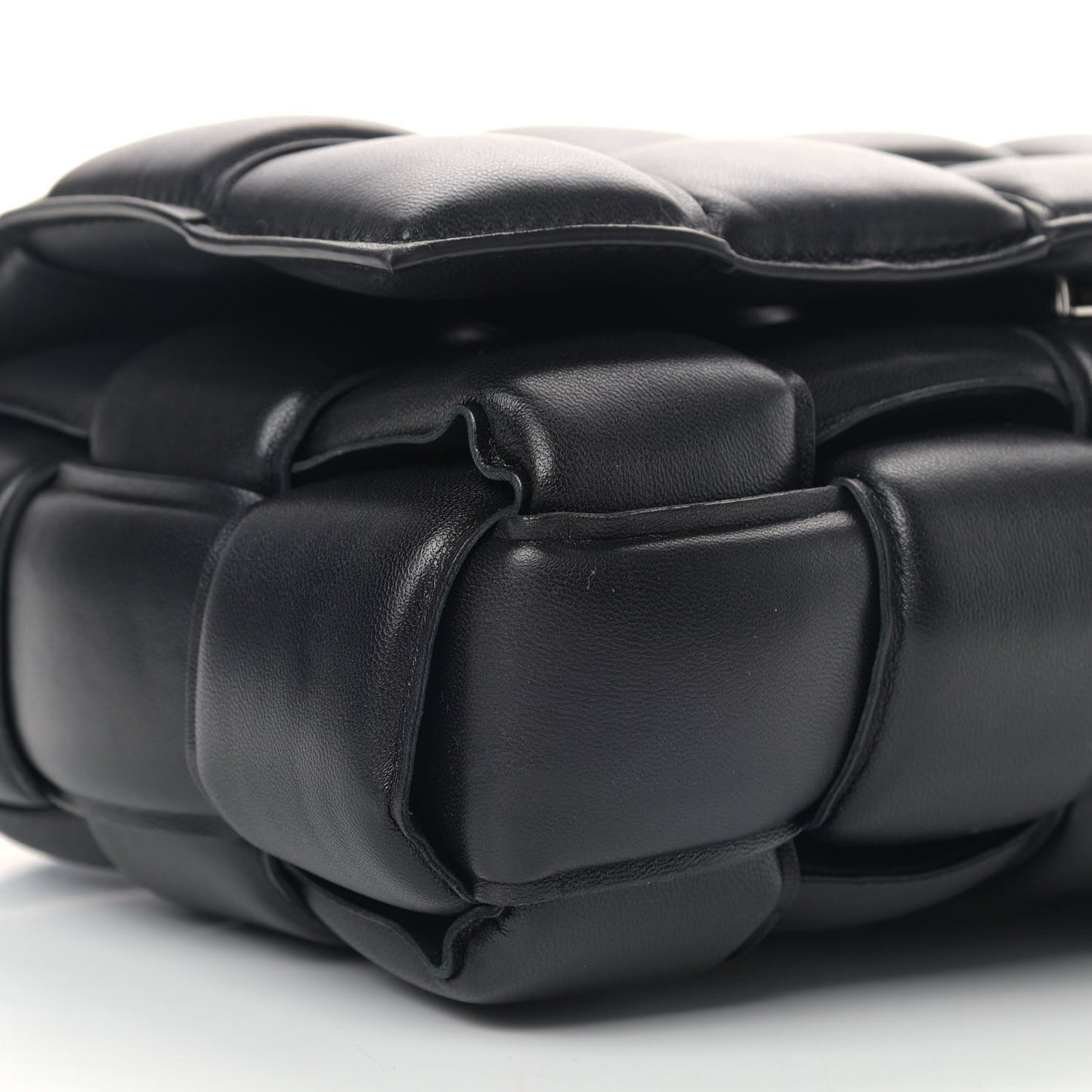 Paper Calfskin Maxi Intreccio Padded Cassette Crossbody Bag Black