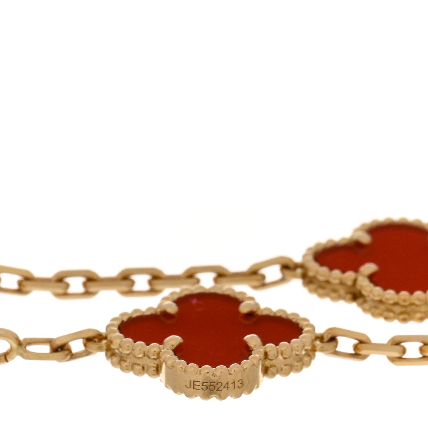 Van Cleef & Arpels 18K Yellow Gold Carnelian 5 Motifs Vintage Alhambra Bracelet 4 of 5
