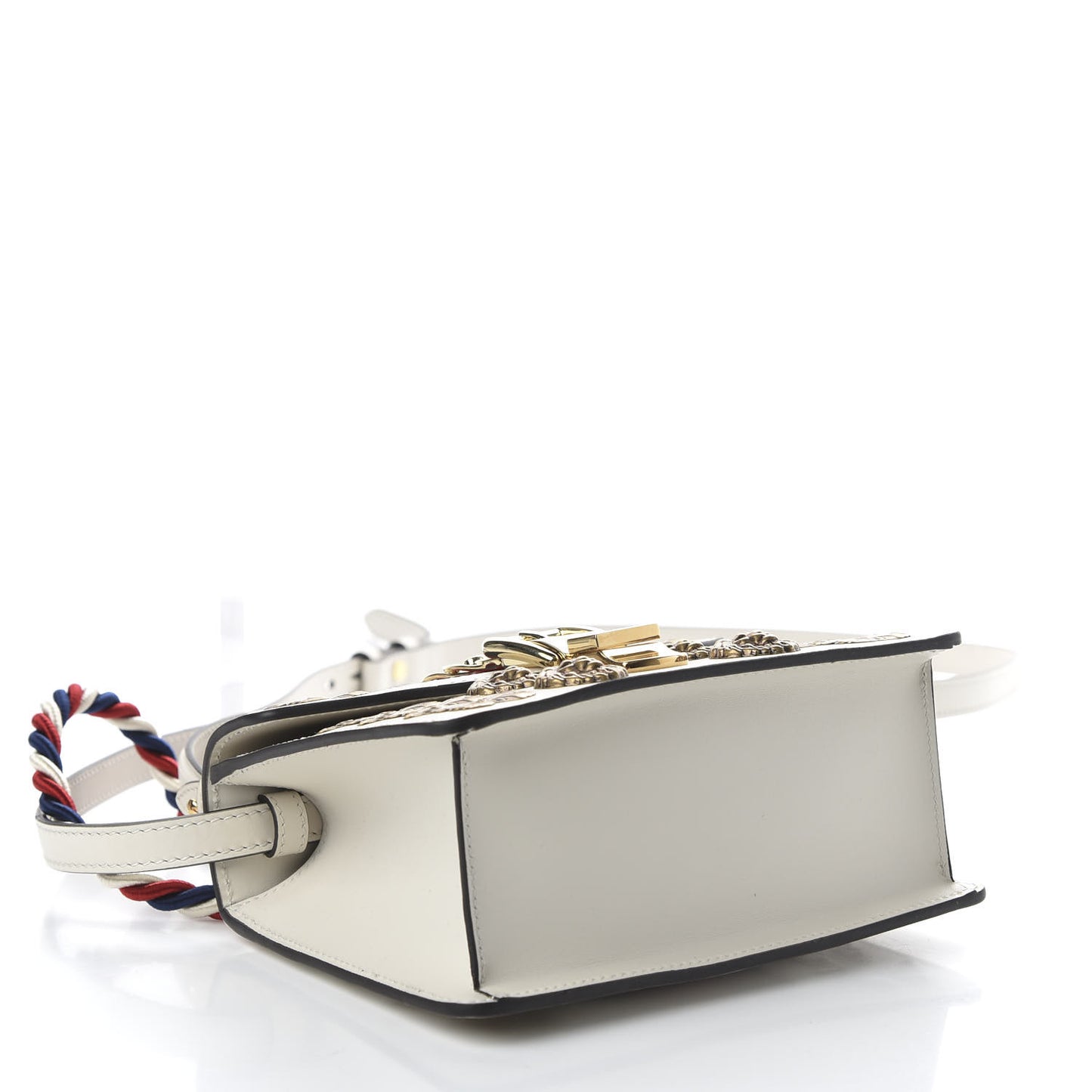 Calfskin Animal Studs Mini Sylvie Top Handle Bag White