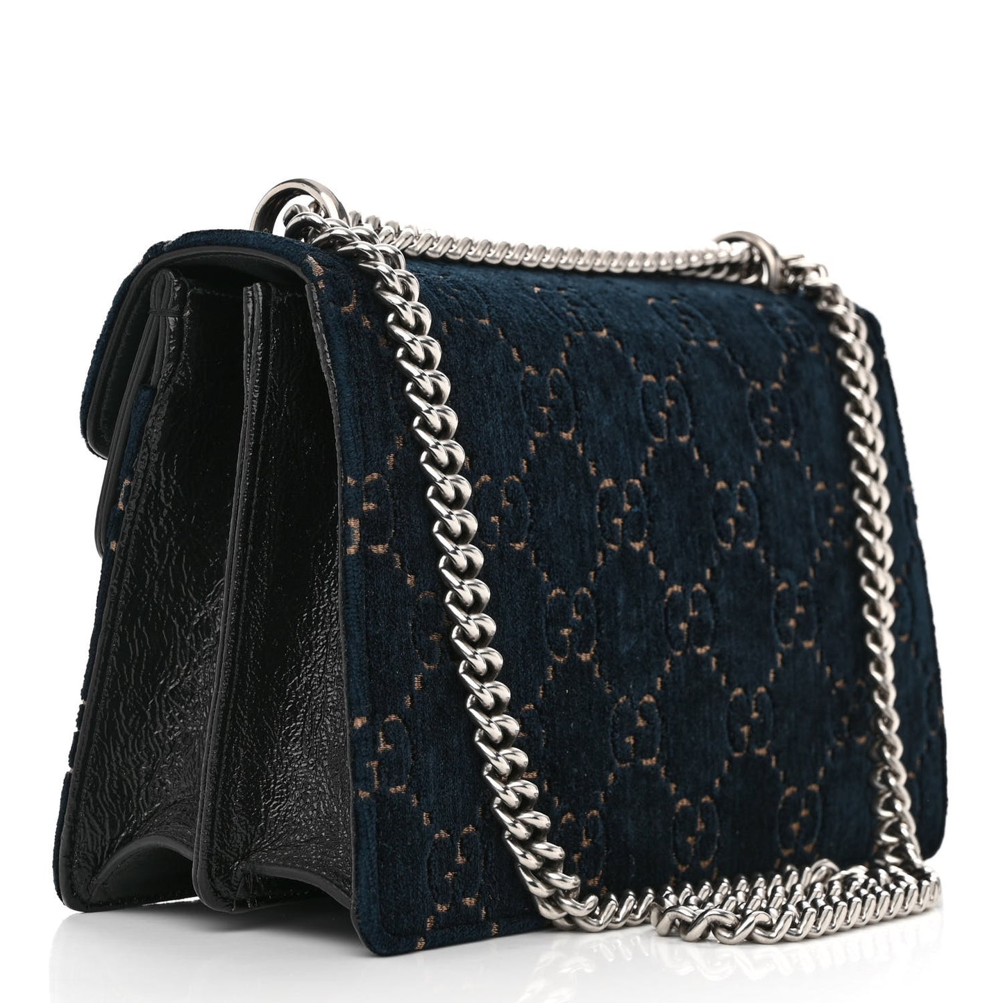 Velvet Skipper GG Monogram Small Dionysus Shoulder Bag Blue Beige Black