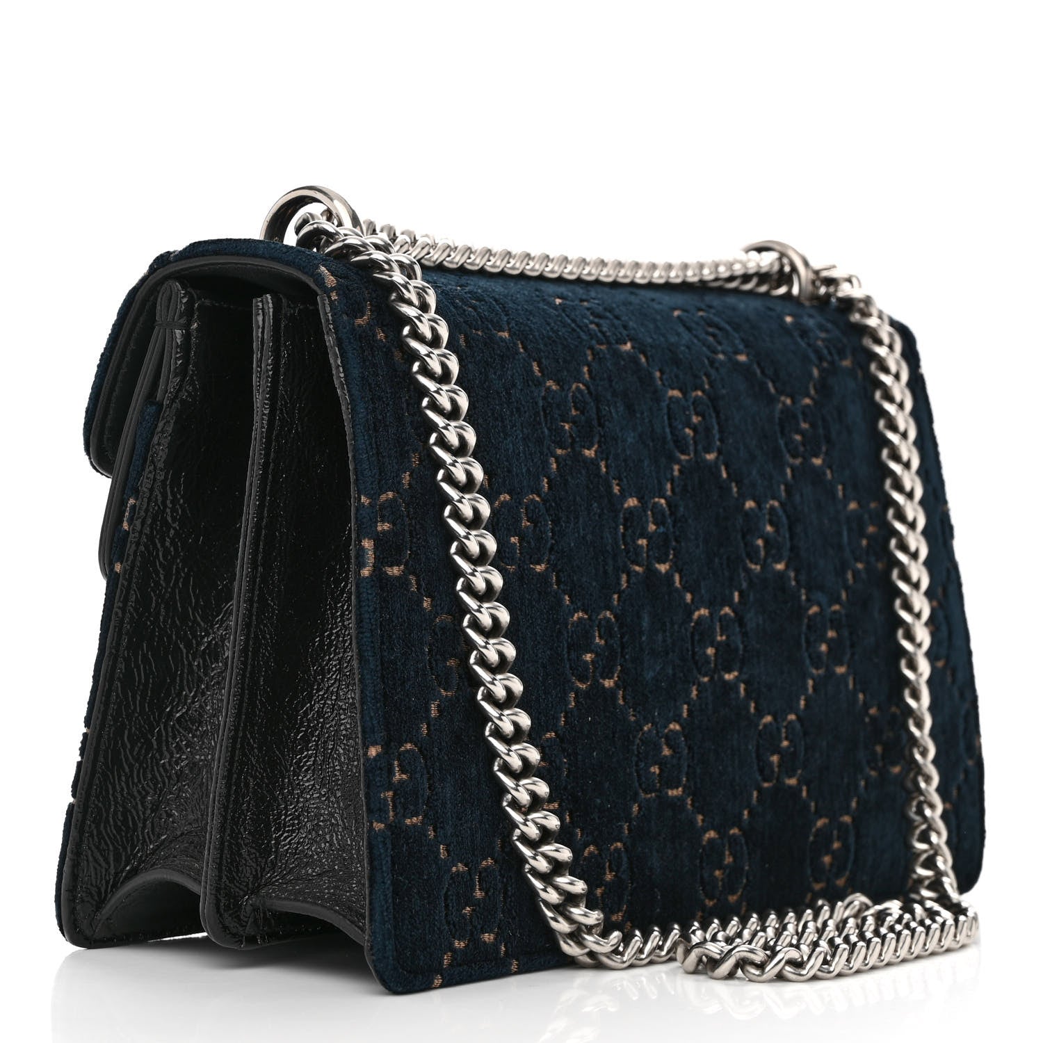 Gucci Velvet Skipper GG Monogram Small Dionysus Shoulder Bag Blue Beige Black 3 of 13