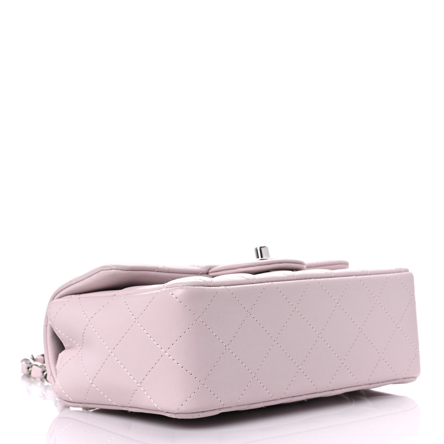 Lambskin Quilted Mini Rectangular Flap Light Purple