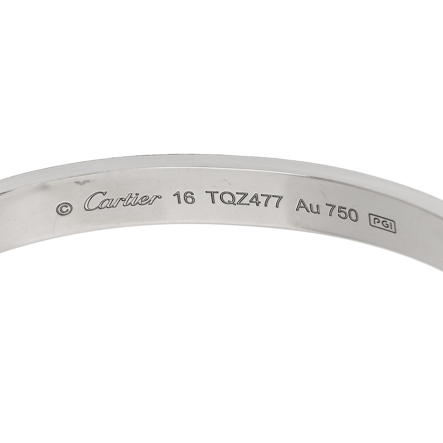 18K White Gold LOVE Cuff Bracelet 16