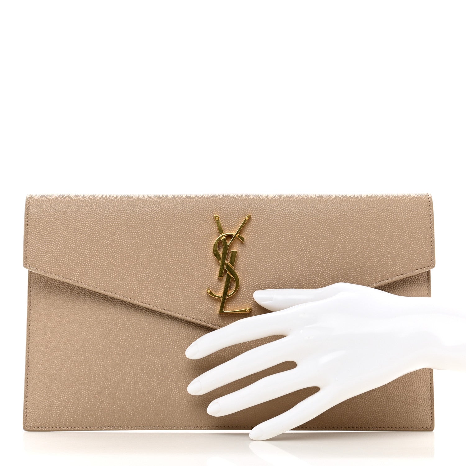 Saint Laurent Grain De Poudre Uptown Pouch Dark Beige 2 of 7