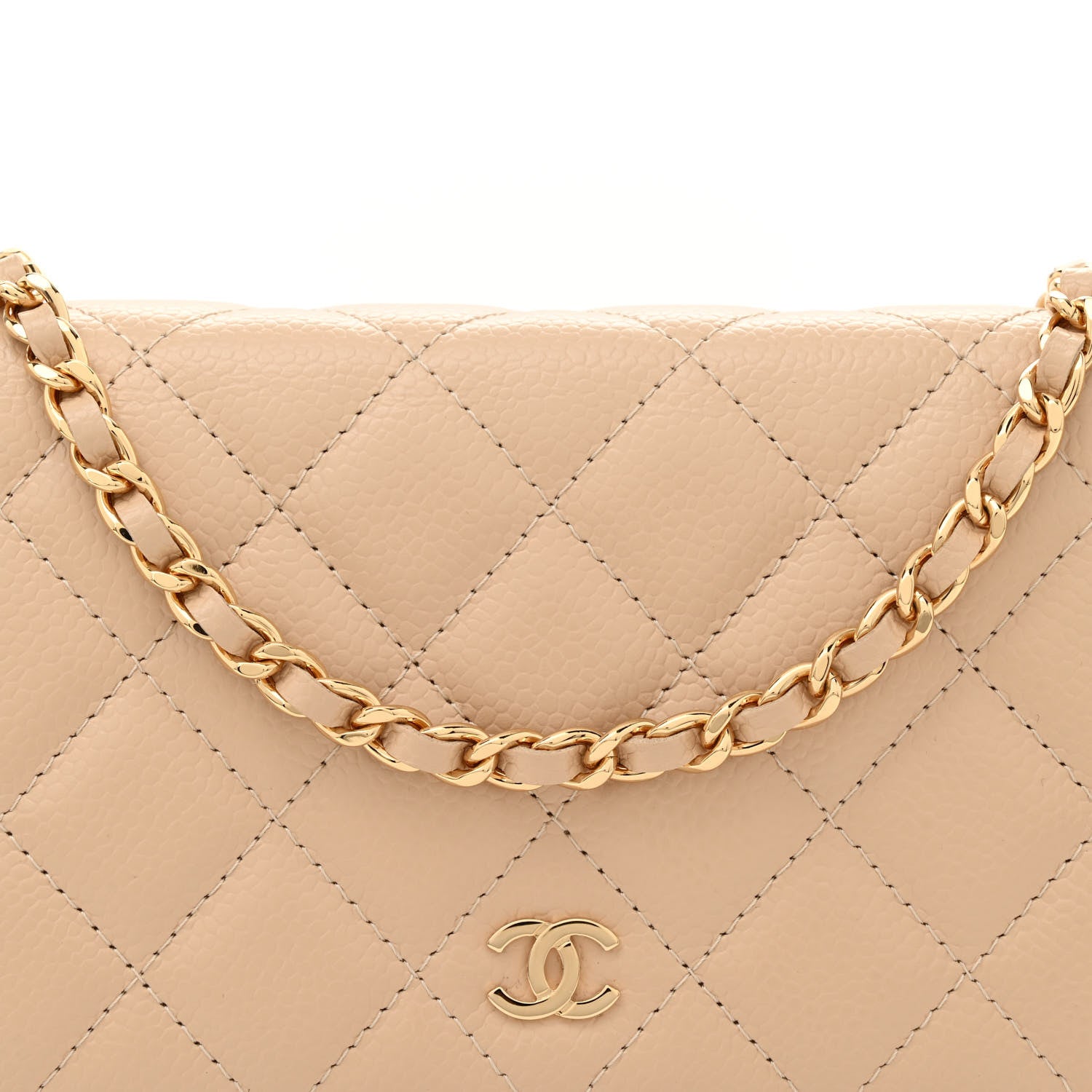 Chanel Caviar Quilted Wallet on Chain WOC Beige 8 of 10
