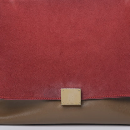 Celine Smooth Calfskin Suede Medium Tri-Color Trapeze Vermillion 19 of 28