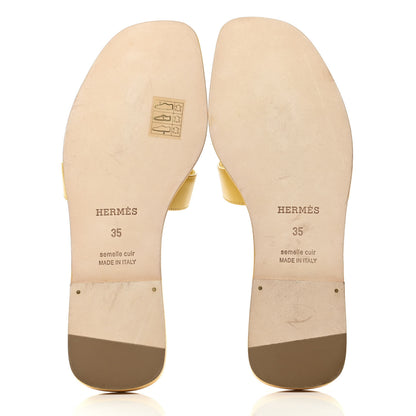 Hermes Calfskin Oran Sandals 35 Jaune Citron 5 of 9