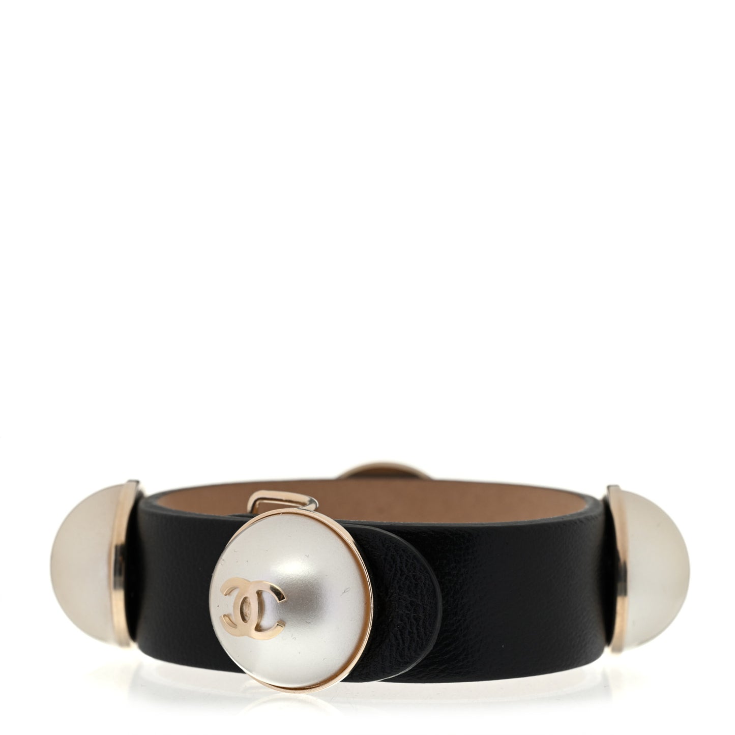 Lambskin Pearl CC Bracelet M Black