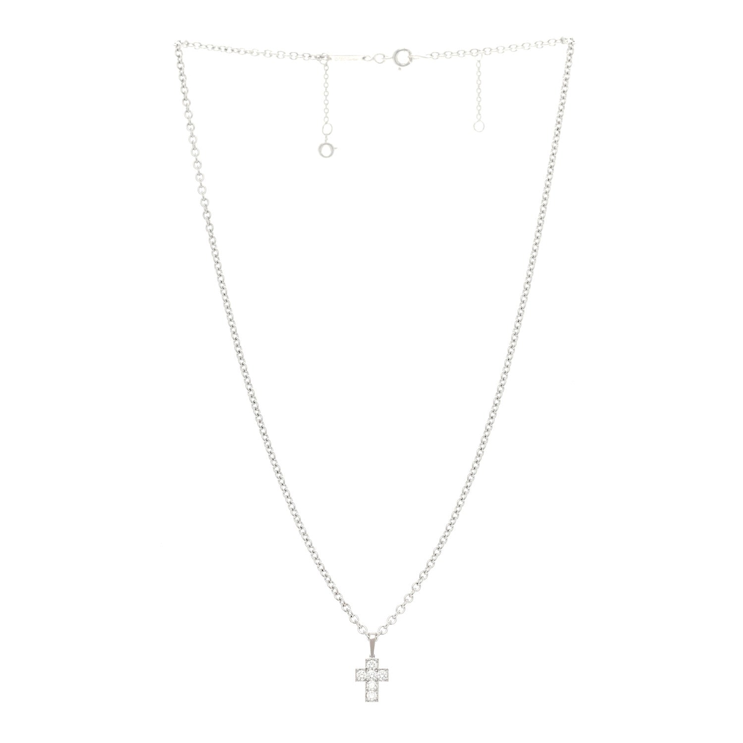 Cartier Platinum Diamond Cross Pendant Necklace 3 of 6