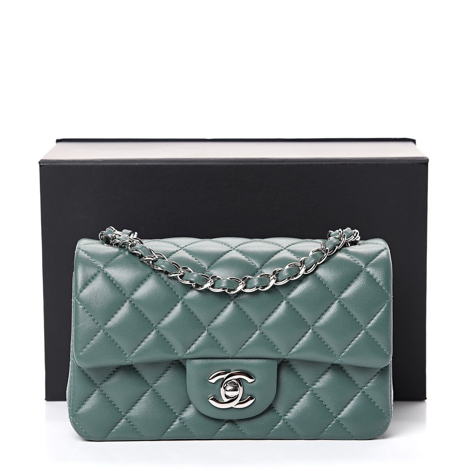 Chanel Lambskin Quilted Mini Rectangular Flap Green 11 of 11