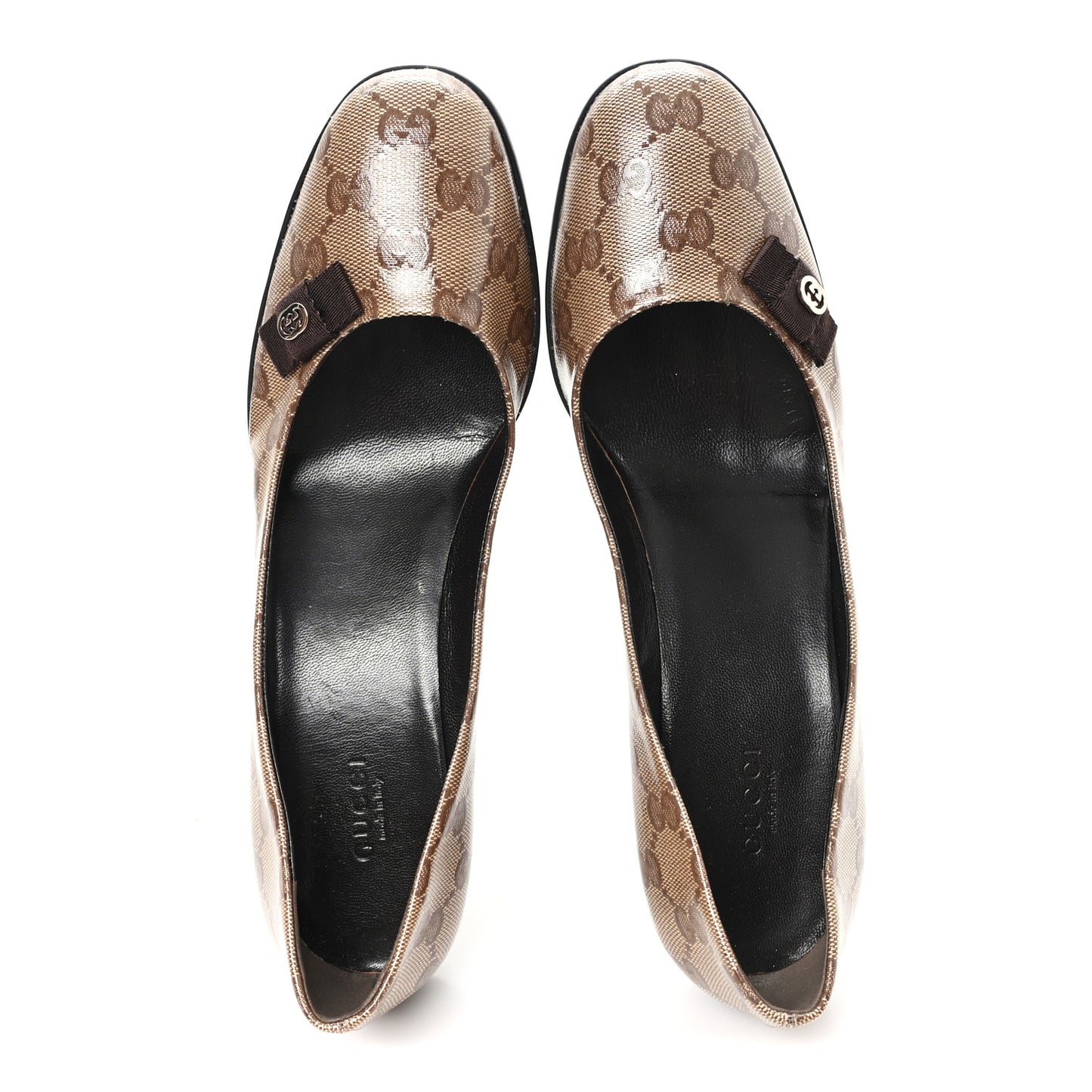 Crystal Monogram Bow Pumps 38.5 Beige Ebony Testa Di Moro