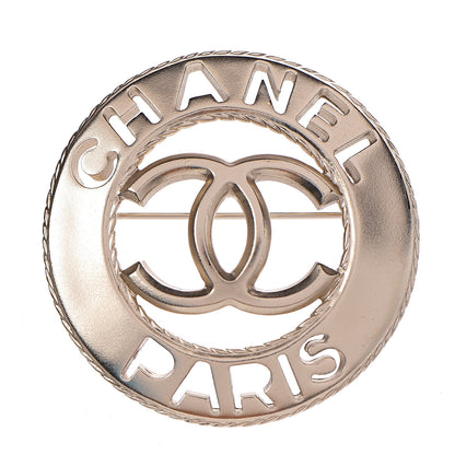 Chanel Metal CC Paris Brooch Light Gold 1 of 3