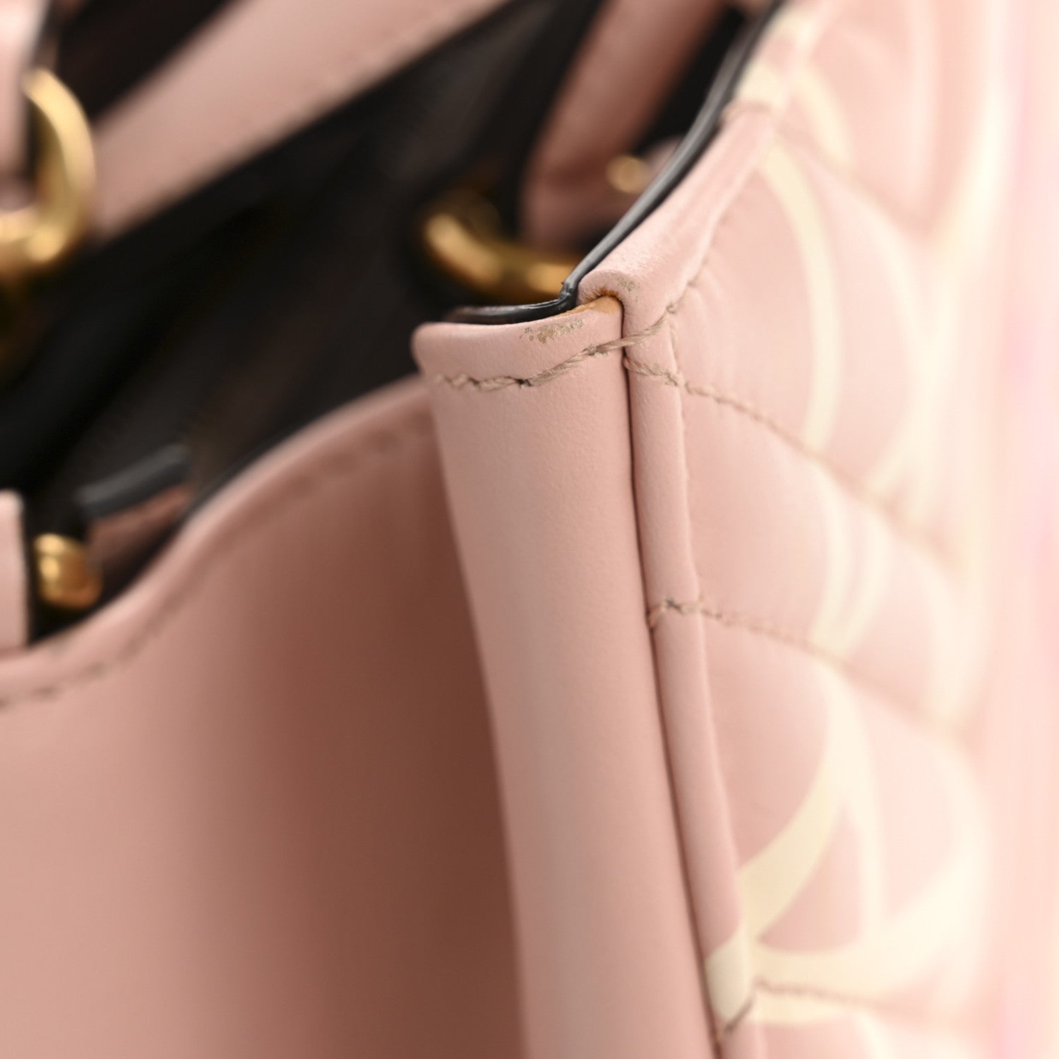 Gucci Calfskin Matelasse GucciGhost Small GG Marmont Tote Perfect Pink Rosa Ivory 15 of 15
