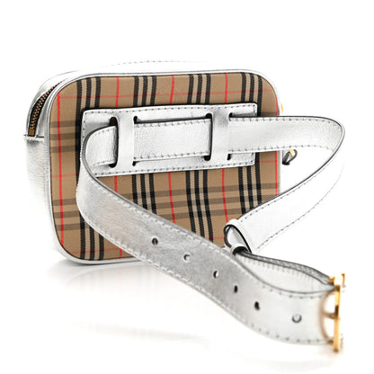 Burberry Metallic Smooth Calfskin 1983 Knight Check Link Bum Bag Silver 3 of 10
