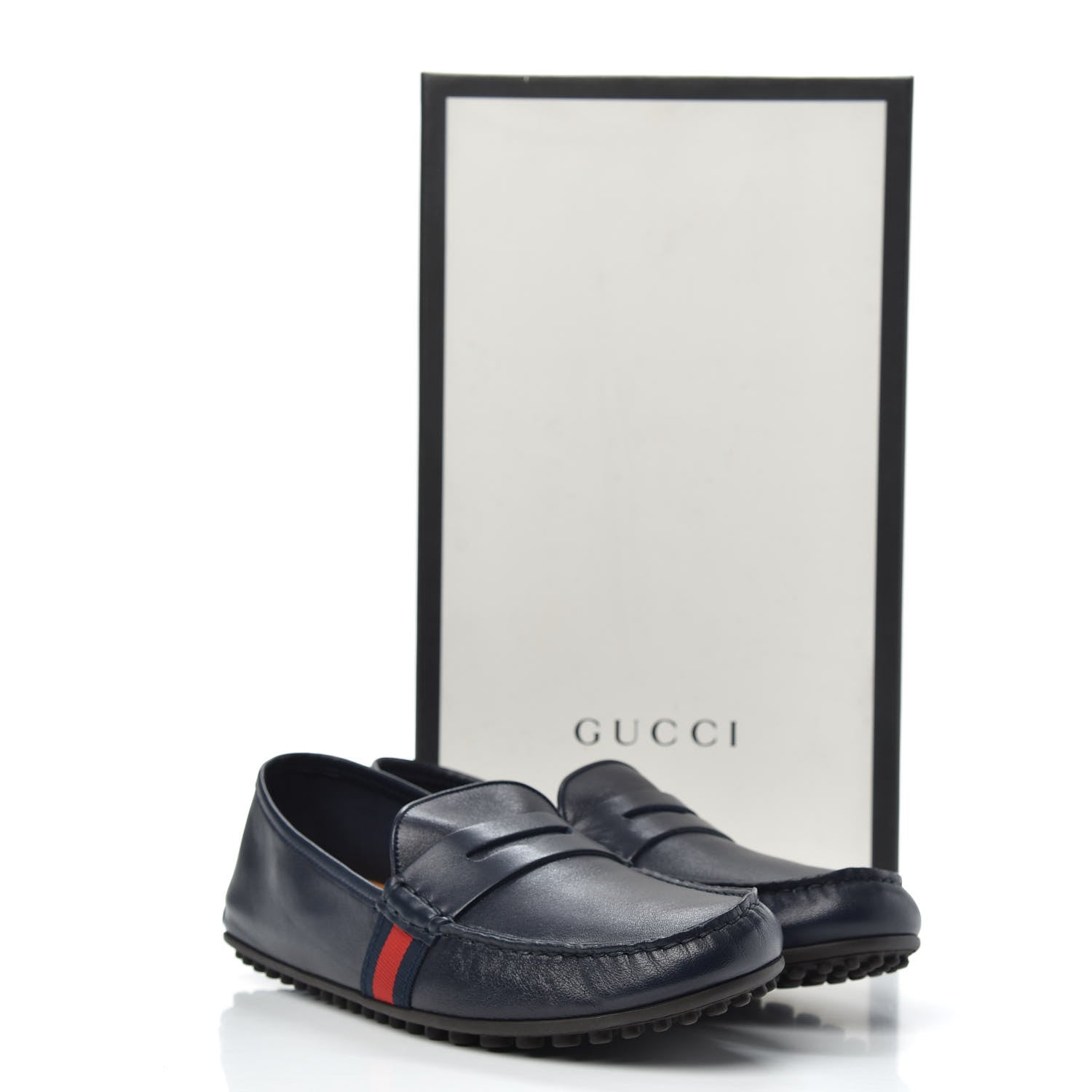 Gucci Nappa Web Mens Kanye Driver Loafers 7 Blue 9 of 9