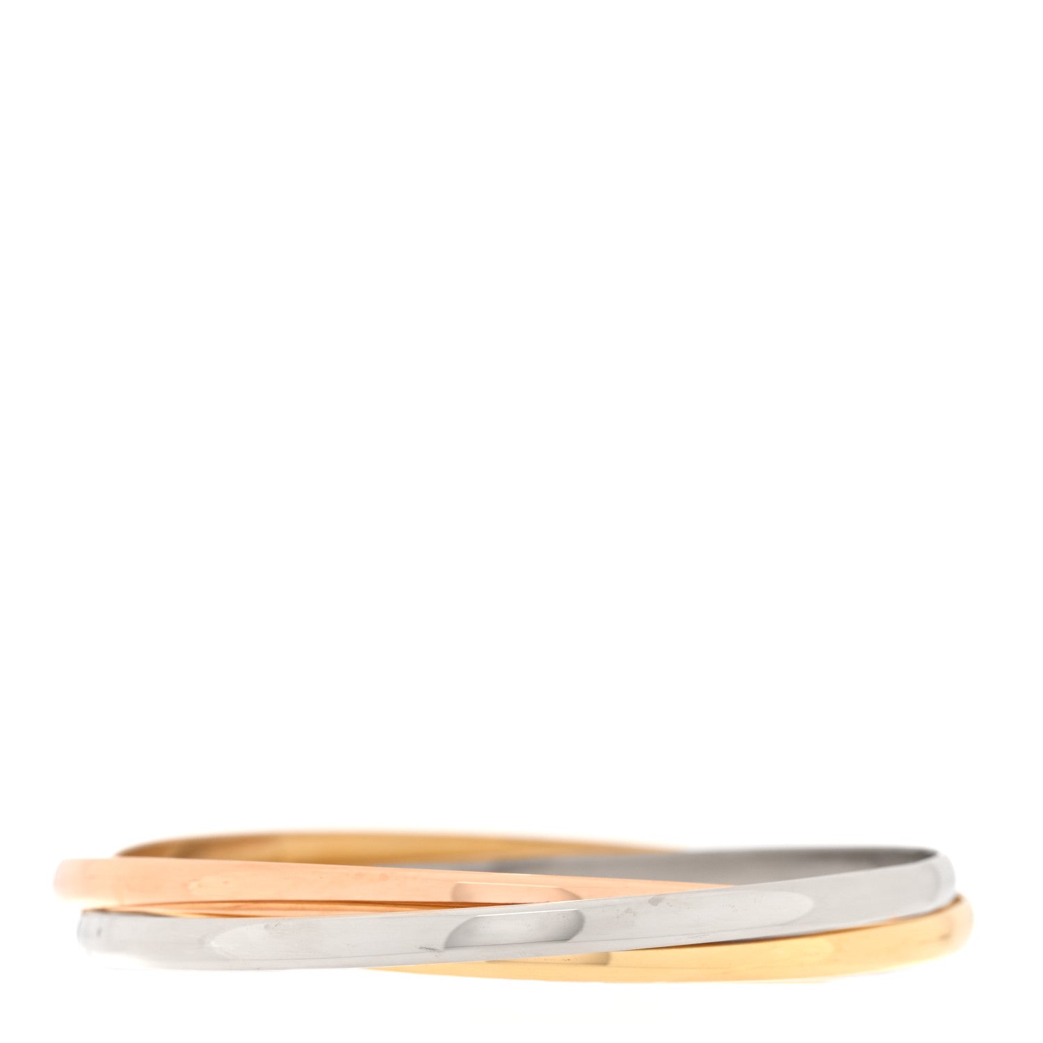 Cartier 18K Pink Yellow White Gold 3.5mm Trinity Bangle Bracelet 1 of 3