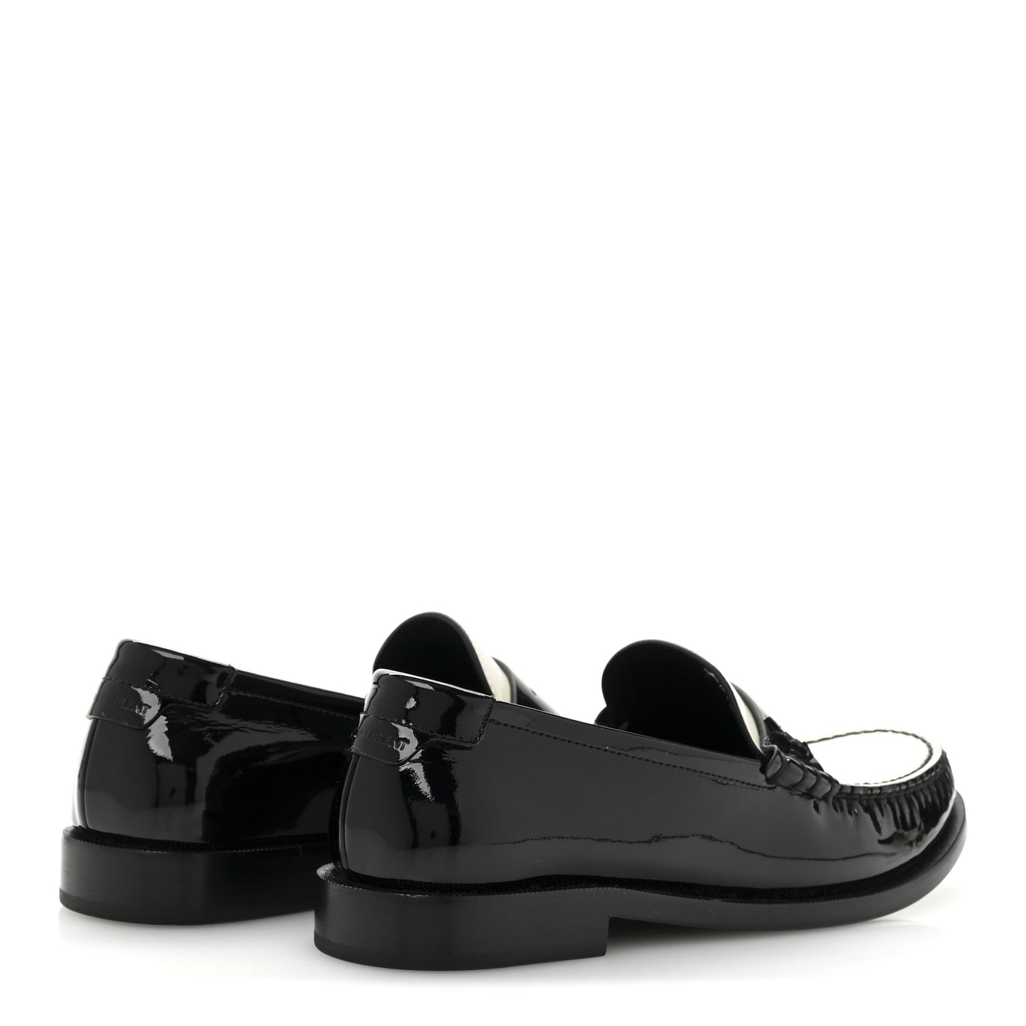 Patent Calfskin  Penny Loafers 37.5 Black White