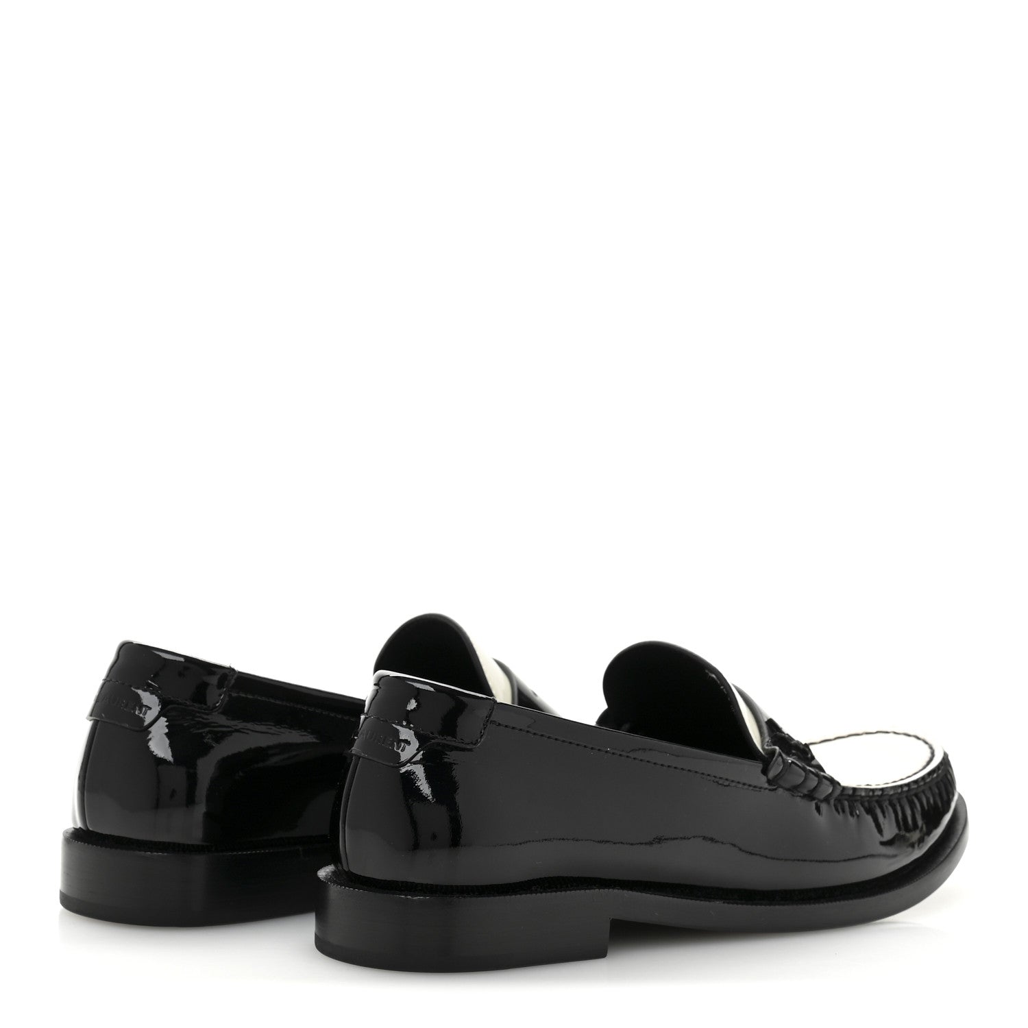 Saint Laurent Patent Calfskin  Penny Loafers 37.5 Black White 5 of 10