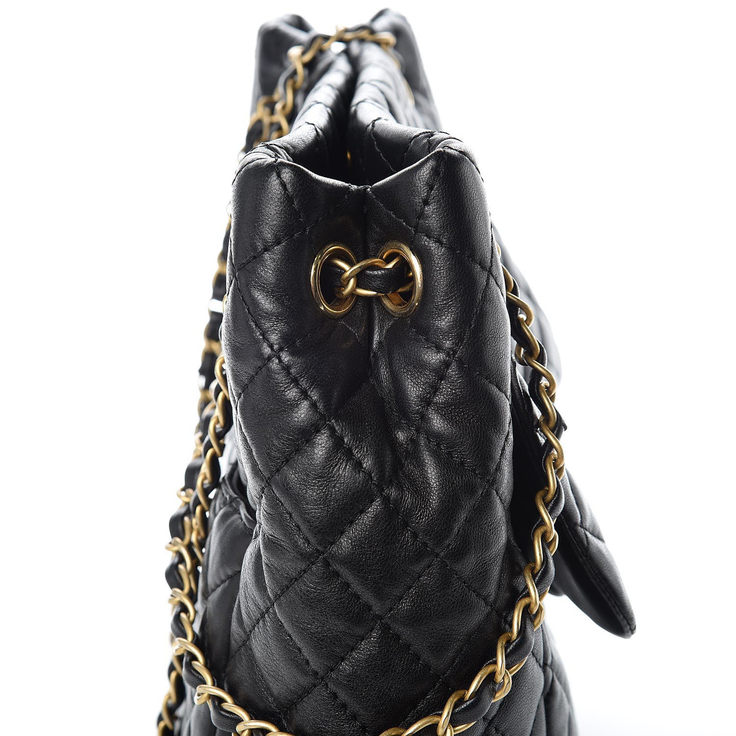 Chanel Lambskin Quilted Large Fluffy CC Shopping Tote Black 11 of 12