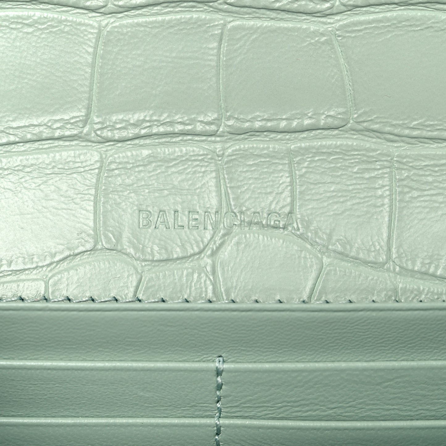Extra Supple Calfskin Crocodile Embossed Gossip Chain Bag XS Light Green