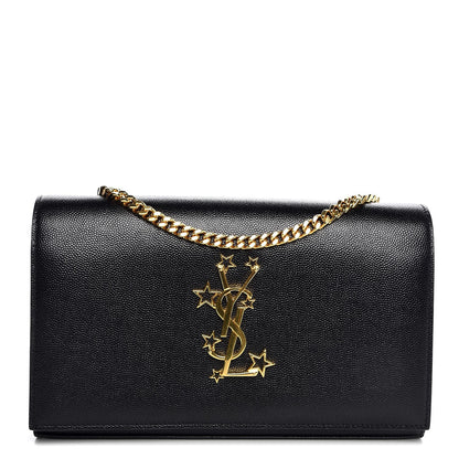 Saint Laurent Grain De Poudre Star Studded Monogram Wallet on Chain Black 1 of 7